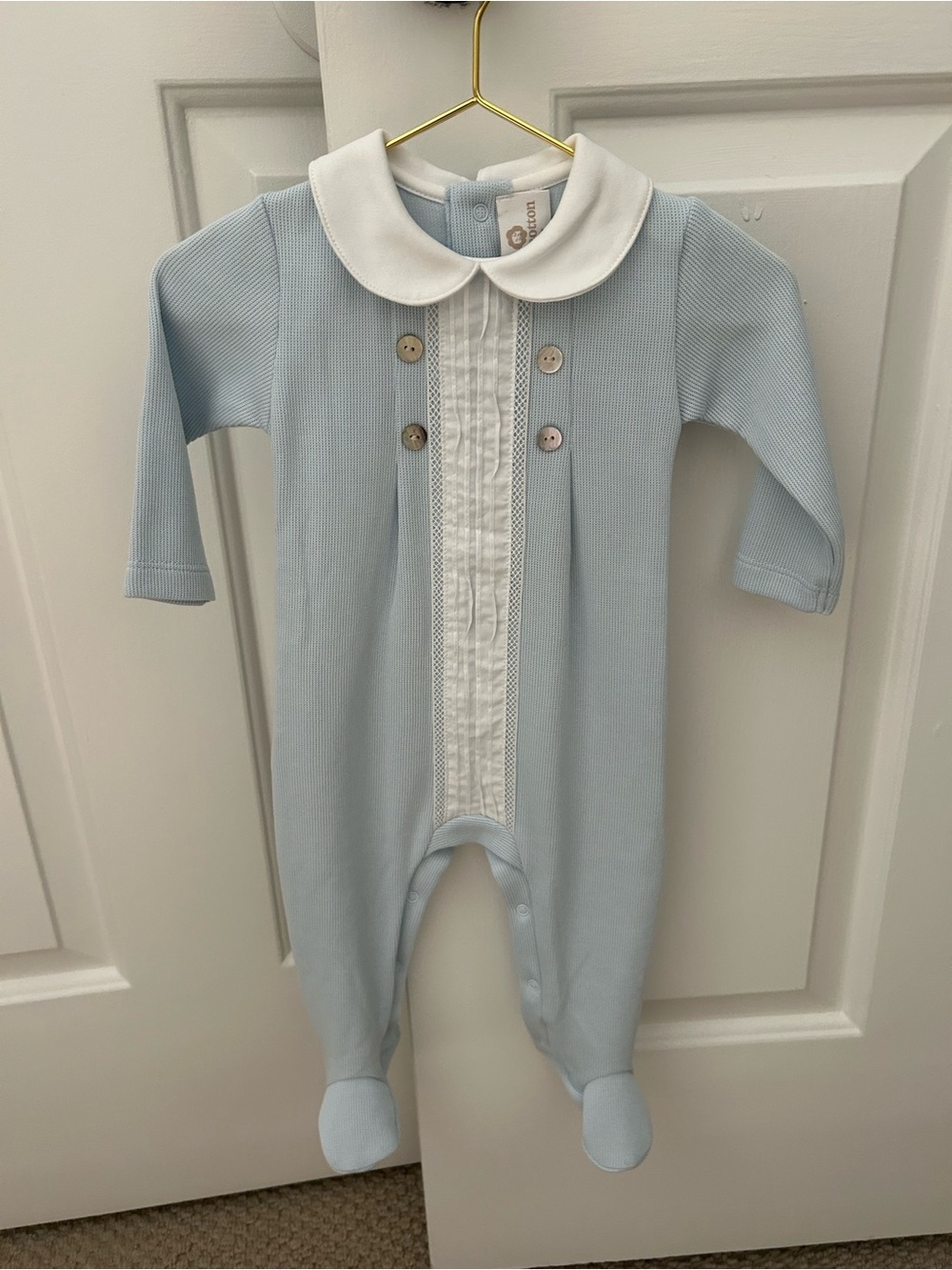 MioCotton Light Blue Knit Romper 6 months